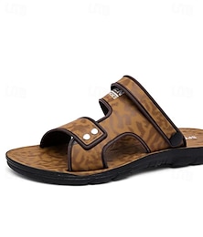 ieftine -Bărbați Papuci & Flip-flops Mărime Plus Size Papuci de exterior Sandale Casual Stiluri de Plajă Casă Zilnic PVC Respirabil Anti-Alunecare Loafer Maro Gri Vară Primăvară