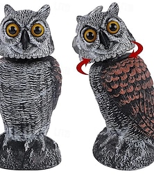 voordelige -vogelverschrikker nep uil lokvogel sculptuur roterende kop plastic uil vogel afschrikmiddelen natuur vijand gehoornd ongediertebestrijder voor buiten tuin tuin