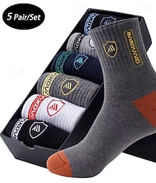 voordelige -Voor heren 5 stuks Multi-pakketten Sokken Crew Sokken Casual sokken Regenboog Kleur Effen Sport & Outdoor Dagelijks Vakantie Standaard Medium Lente Herfst Modieus Casual