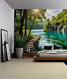 ieftine -Sunshine Lake agățat tapiserie artă de perete tapiserie mare decor mural fotografie fundal pătură perdea acasă dormitor living decor