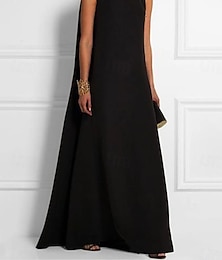 cheap -Women's Black Dress Maxi Dress Draped Party Elegant Vintage Crew Neck Sleeveless Black Color