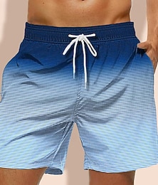 billiga -Herr Rand Geometriska mönster Gradient ränder Badshorts Boardshorts Medium Midja Hawaiisk Ledigt Helgdag Strand Snörning med meshfoder Elastisk midja Designer Kläder