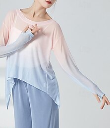 お買い得  -アクティブウェア 上着 ピュアカラー スプライシング 女性用 性能 訓練 長袖 ポリエステル
