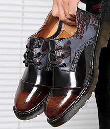cheap -Men's Oxfords Retro Walking Casual Daily Leather Comfortable Booties / Ankle Boots Loafer Wine Dark Red Black Spring Fall