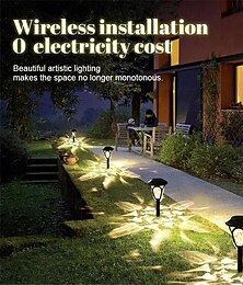 cheap -2pcs Solar Powered Garden Lights Ground Mounted Outdoor Waterproof Lawn Park Courtyard Light and Shadow Lamp Wedding Festival Party Decorative Lamp