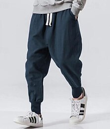 abordables -Homme Pantalon en lin Pantalon Patchwork Cordon Sarouel Couleur unie Respirable Séchage rapide Plein Air Casual Athleisure Ample Noir Gris Micro-élastique / L'hiver / Pantacourts / Poids Léger