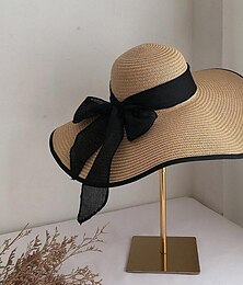 economico -Per donna Cappello Cappello di paglia Cappello da sole Portatile Protezione solare Traspirante Strada Giornaliero Fine settimana Con fiocco Colore puro