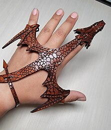 abordables -pulsera de dragón de mano de cuero - marioneta de mano de cuero curtido vegetal con textura de escamas, ajuste ajustable para muñecas de 5"-6.5" - accesorio único para entusiastas del dragón