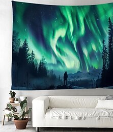 abordables -aurore aurores boréales tapisserie suspendue art mural grande tapisserie décor mural photographie toile de fond couverture rideau maison chambre salon décoration