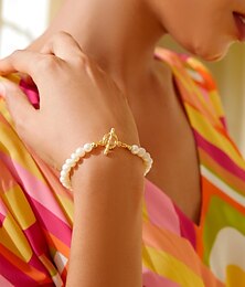 abordables -Mujer Cadenas y esclavas Dorado Latón Perla Elegante Moda