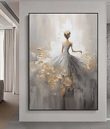 preiswerte -abstraktes strukturiertes Ballerina-Ölgemälde handgemalt figurative tanzende Mädchen Wandkunst extra großes Gemälde Impressionismus Firl Home dekorative Wandkunst Ölgemälde