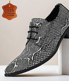 levne -Pánské Společenské boty Tištěné Oxfords Boty z hadí kůže Kůže Italská celozrnná hovězí kůže Pohodlné Protiskluzové Šněrování Černá