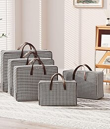 cheap -Extra Large Houndstooth Storage Bag, Non-woven Dust-Proof Organizer For Clothes, Blankets, Closet, Moving
