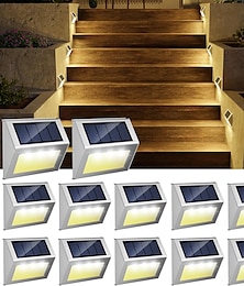 お買い得  -ソーラー LED ステップライト、屋外防水デッキライト、ソーラーフェンスライト、庭、デッキ、ガーデン、コーナー、ハウス、ガレージ、コートヤード、ポーチ、階段照明用ウォールライト、1/2/4/6/12 個