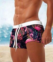 billiga -Herr Flamingo Fågel Badshorts Boardshorts Boxershorts Medium Midja Mode Designer Surfing Helgdag Strand Ficka Snörning Elastisk midja Designer Kläder