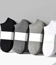 cheap -5 Pairs Of Black And White Gray Socks Four Seasons Solid Color Short Tube Invisible Low Socks Sweat-Absorbing