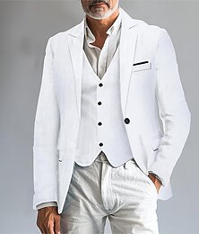 abordables -Hombre chaqueta Negocio Fiesta de Cóctel Fiesta de Boda Moda Casual Primavera & Otoño Poliéster Color sólido Botón Bolsillo Cómodo Botonadura Simple Chaqueta de sport Negro Blanco Burdeos Azul Real