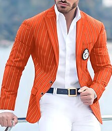 economico -Per uomo Laurea Abbigliamento da cocktail Blazer Affari Serata Formale Ricevimento di matrimonio Solo in alto Moda Casual Estate Primavera & Autunno Poliestere A righe Tasca Casual / Quotidiano