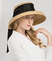 economico -cappelli cappello a secchiello in fibra cappello floscio cappello di paglia da sposa tea party matrimonio elegante con copricapo con giuntura allacciata