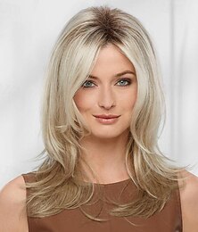 economico -parrucca moda femminile capelli sintetici biondo chiaro parrucche lunghe parrucca riccia soffici parrucche sintetiche naturali per l'uso quotidiano nelle feste