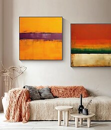 abordables -célèbre marque Rothko peinte à la main orange violet art fait à la main sur toile expressionnisme peinture grand art mural abstrait pour la maison encadré et prêt à accrocher