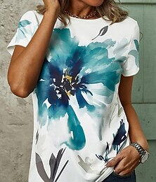 economico -maglietta da donna elegante casual stampa manica corta top regolari girocollo quotidiano bianco rosso verde estate