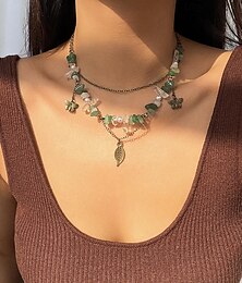 abordables -Collier Pendentif Pierre Femme Rétro Vintage Rustique Multirang Soleil Lune Mariage Gouttes Colliers Tendance Pour Mariage Soirée du quotidien