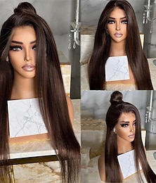 cheap -Remy Human Hair 13x4 Lace Front Wig Free Part Brazilian Hair Silky Straight Auburn Wig 130% 150% Density with Baby Hair Natural Hairline 100% Virgin Pre-Plucked For Women Long Human Hair Lace Wig