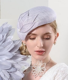 economico -Cappelli Sinamay Cappello a piattino Cappello a scatola Festa serale Festa delle donne Matrimonio Britannico Con Perle Copricapo Copricapo
