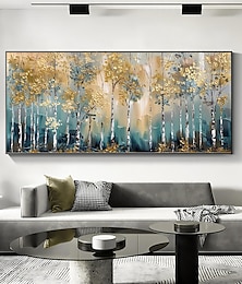 お買い得  -手作りのオリジナル白樺の森の油絵、キャンバスの壁の抽象的な木の風景画、家の装飾用、枠付き/内枠なしの絵画