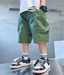billiga -Barn Pojkar Shorts Ensfärgat Snabbtorkande Mjukt Komfort Shorts Utomhus Sport Dagligen ArmyGreen Marinblå