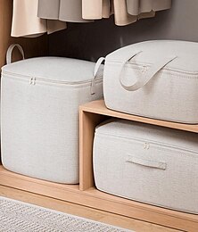 abordables -Bolsa de almacenamiento de lino y algodón, bolsa plegable de gran capacidad para embalaje de equipaje, bolsa de almacenamiento para colchas para el hogar