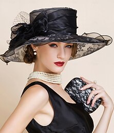 abordables -Chapeaux en organza, seau, chapeau souple, chapeau de soleil, fête de thé, mariage élégant avec strass, couvre-chef floral