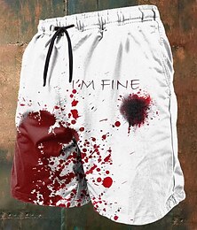 economico -Per uomo Schizzi di sangue Lettera Costumi Halloween Pantaloncini da mare Pantaloncini da Surf Costume nuoto a pantaloncino Misura del girovita medio Moda Streetwear Designer Casuale Quotidiano Ferie