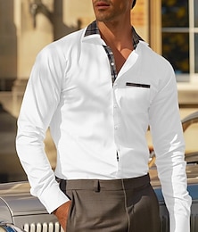 levne -Pánské Košile k obleku Černá Bílá Růžová Dlouhý rukáv Pléd Přehnutý Léto Jaro Svatební Venkovní Oblečení
