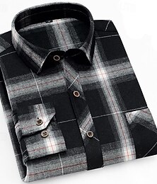 abordables -Hombre Camisa Camisa de franela Comprobar camisa Abotonar la camisa Sobrecamisa Ajedrez Exterior Ropa Cotidiana Negro Rojo Azul Piscina Gris Manga Larga Diseño Primavera & Otoño Ropa