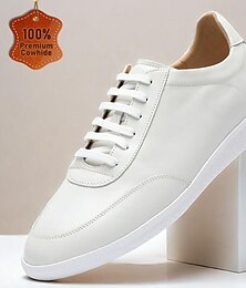 economico -Per uomo Scarpe da ginnastica Scarpe bianche Pelle di prima qualità Comodo Antiscivolo Con lacci intrecciali Bianco