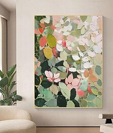 baratos -pintado à mão pintura a óleo de flor verde original sobre tela abstrata moderna pintura acrílica floral pintura de flor grande arte de parede decoração de parede de sala de estar (sem moldura)