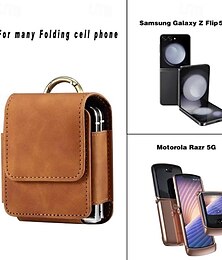 Недорогие -Мужской универсальный чехол для телефона Samsung Z Flip 6/5/4/3/2/1, кожаный чехол, поясная сумка, сумка из искусственной кожи, кошелек для телефона, винтажный защитный чехол для телефона