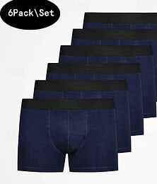 economico -Per uomo Confezione da 6 Slip boxer Biancheria intima Slip Boxer Cotone Traspirante Liscio Blu scuro