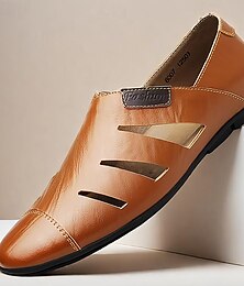 cheap -Men's Sandals Gladiator Sandals Roman Sandals PU Leather Breathable Comfortable Slip Resistant Buckle Black Blue Brown