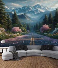 זול -נוף טבע תלוי שטיח קיר אמנות שטיח קיר גדול תפאורה צילום רקע שמיכה וילון בית חדר שינה סלון קישוט דרך הר