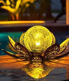 economico -Luci solari decorazioni per esterni da giardino, petali di metallo regolabili luci di fiori di loto lanterna in vetro decorazioni per tavoli da esterno impermeabili per patio, prato, sentiero, stagno,