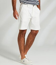 abordables -Hombre pantalones de traje Cremallera Bolsillo Color sólido Transpirable Longitud de la rodilla Formal Boda Fiesta Moderno Formal Blanco Azul Marino Microelástico