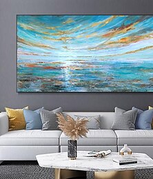 billiga -handgjord oljemålning canvas väggkonst dekoration modern textur solnedgång strand abstrakt landskap för vardagsrum heminredning rullad ramlös osträckt målning