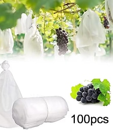 halpa -100 kpl valkoisia hedelmiä suojapussit 30x20cm/11,8x7,9 tuuman hedelmäpäällinen verkkopussi kiristysnyörillä suojaamassa vihanneksia ja hedelmiä linnuilta ja tuholaisilta kuitukangaskankainen mansikan