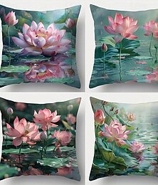 cheap -Lotus Pound Decorative Toss Pillows Cover 1PC Soft Square Cushion Case Pillowcase for Bedroom Livingroom Sofa Couch Chair