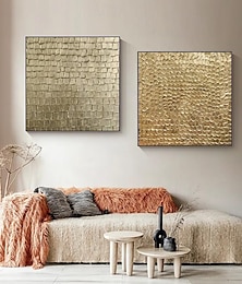 abordables -feuille d'or peinture originale art mural doré peint à la main 3d or texturé art peinture en métal doré sur toile art mural décor à la maison cadre tendu prêt à accrocher ou sans cadre