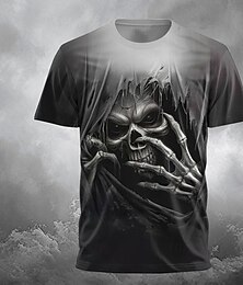 cheap -Reaper Designer Gothic Men's 3D Print T shirt Tee Party Street Casual T shirt Black Short Sleeve Crew Neck Shirt Summer Spring Clothing Apparel S M L XL XXL XXXL