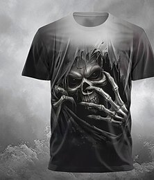billige -Herre Reaper T skjorte Kortermet T skjorte 3D-utskrift Crew-hals Skjorte Designer Gotisk Fest Gate Avslappet Svart Sommer Vår Klær S M L XL XXL XXXL